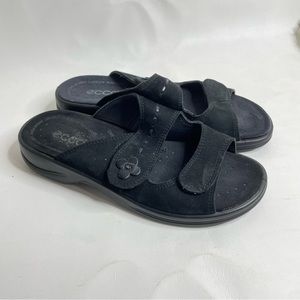 Ecco Sandals Size 39 Black Slip On 296372 10763 Casual Leather
